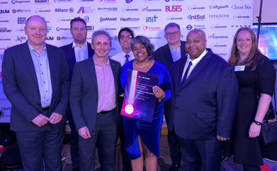 Karen Morrison with the Abellio team at the UK Bus Awards